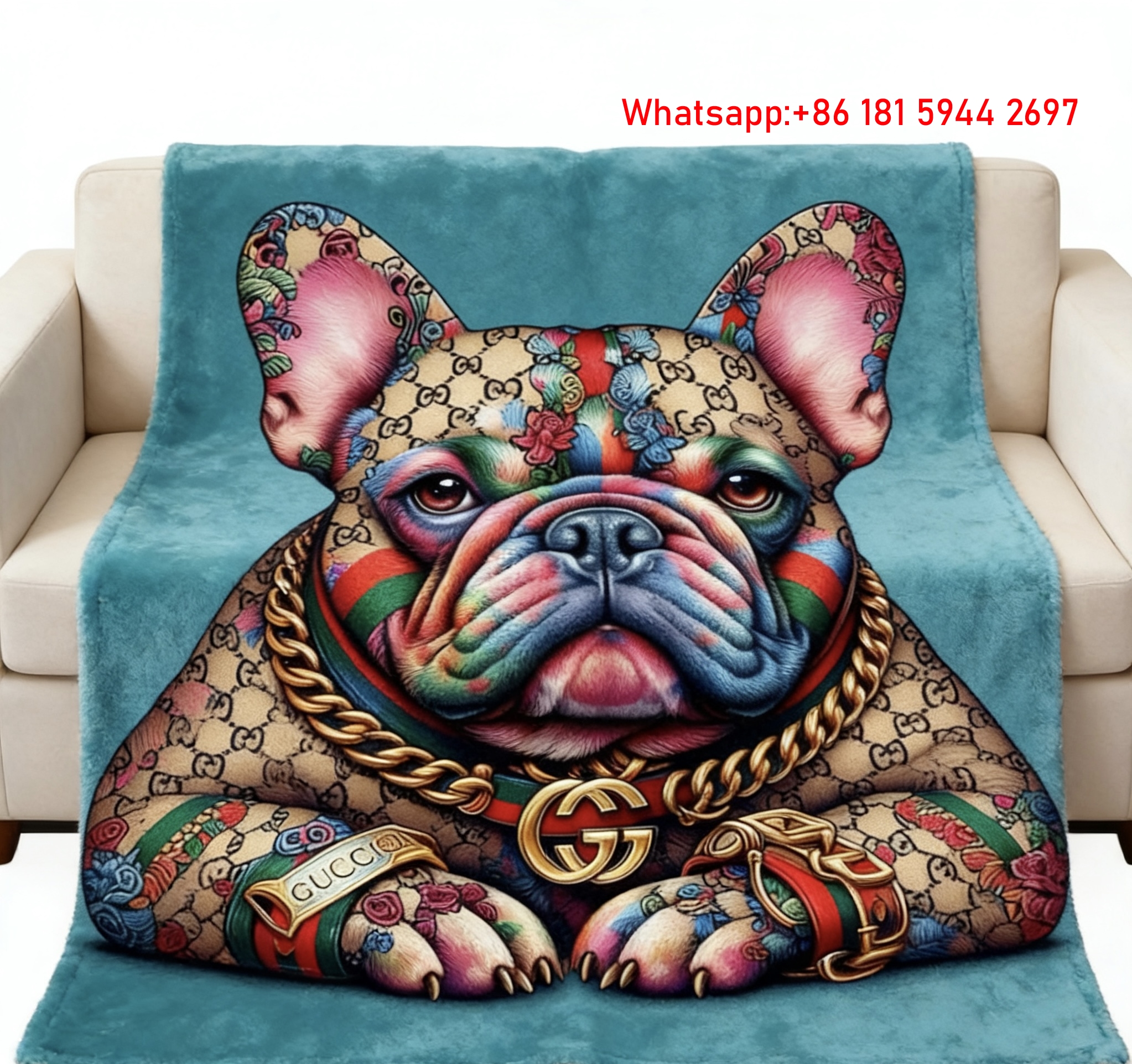 Gucci French Bulldog Throw Blankets GGJY (32)